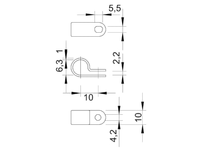 Dimensional drawing 3 OBO 255 6 5 LGR Mounting strap 6 5mm