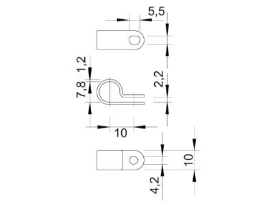 Dimensional drawing 3 OBO 255 8 LGR Mounting strap 8mm