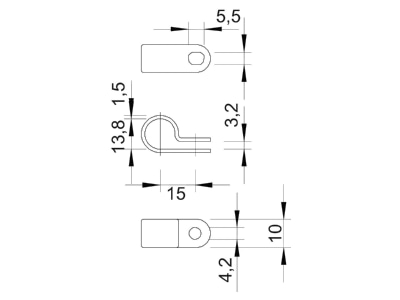 Dimensional drawing 3 OBO 255 14 LGR Mounting strap 14mm