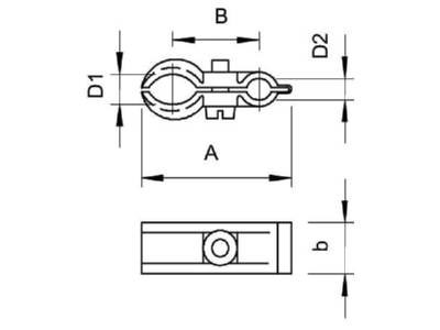 Mazeichnung 2 OBO 4024 9 16 ISO Spanndrahtschelle grau