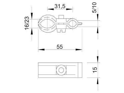 Mazeichnung 1 OBO 4024 16 23 ISO Spanndrahtschelle grau