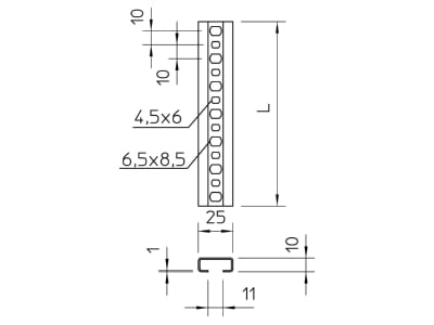 Mazeichnung 1 OBO CL2510P2000FS Profilschiene band vz