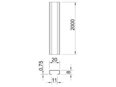 Mazeichnung 2 OBO CL2008UP2000FS Profilschiene band vz