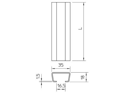 Mazeichnung 1 OBO AML3518UP2000BK Profilschiene blank