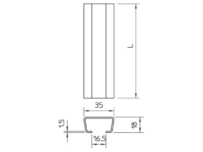 Mazeichnung 2 OBO AML3518UP2000BK Profilschiene blank