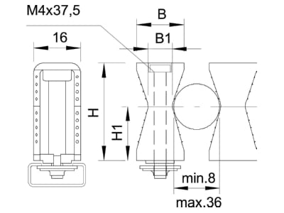 Mazeichnung 1 OBO 2051 8 36 LGR Reihenschelle Iso