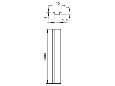 Dimensional drawing 2 OBO 46277 GTP Mounting rail 2000mm Steel