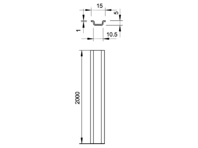 Mazeichnung 2 OBO 46277 GTP Hutschiene ungelocht