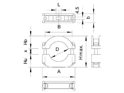 Mazeichnung 3 OBO 3015 34 LGR Blitz Iso Schelle m Langloch lgr