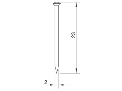 Mazeichnung 2 OBO 362 23 BK Stahlnadel gehaertet 2x23mm Stahl blank