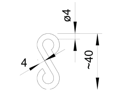 Dimensional drawing 2 OBO SH 40 G S Hook 4mm