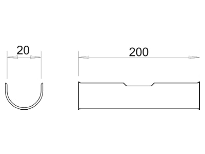 Dimensional drawing 1 OBO 2058 LW 20 Shell for cable clamp 20mm
