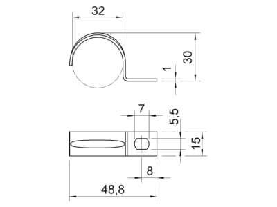 Dimensional drawing 3 OBO 604 32 G Mounting strap