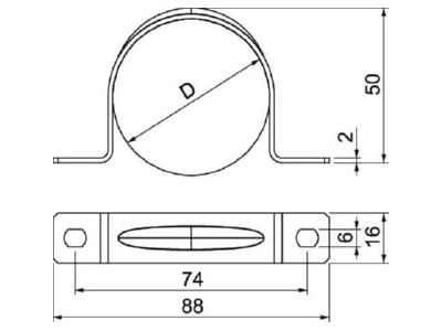 Dimensional drawing 2 OBO 605 50 G Mounting strap
