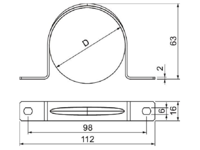 Dimensional drawing 3 OBO 605 63 G Mounting strap