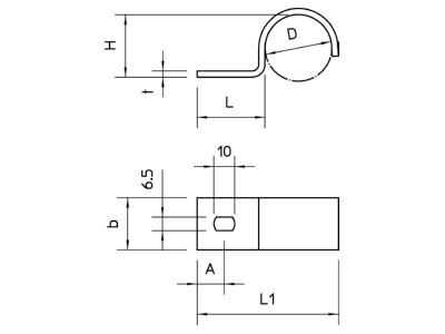 Dimensional drawing 2 OBO 822 25 FT Mounting strap 25mm
