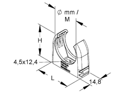 Mazeichnung Kleinhuis 796 090 RO Clip Rohrschelle lgr M16