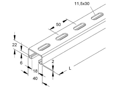 Mazeichnung Niedax 2986 3 FL Ankerschiene