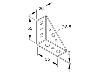 Dimensional drawing Niedax TRV 30 Angle for C profile