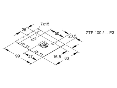 Dimensional drawing Niedax LZTP 100 Mounting for separation profile