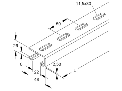 Mazeichnung Niedax 2991 400 FL Ankerschiene