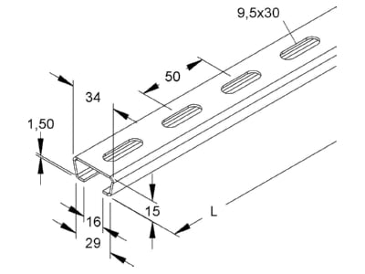 Mazeichnung Niedax 2975 2 FL Ankerschiene