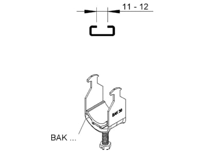 Dimensional drawing Niedax BAK 22 Cable clamp for strut 16   22mm