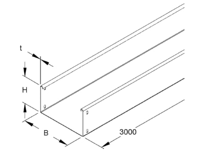 Mazeichnung Niedax RLU 110 200 Kabelrinne ungelocht