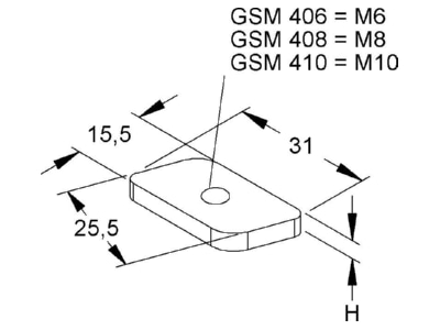 Dimensional drawing 2 Niedax GSM 410 Strut nut M10