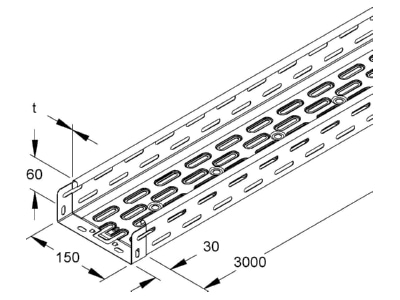 Mazeichnung Niedax RLV 60 150 Kabelrinne