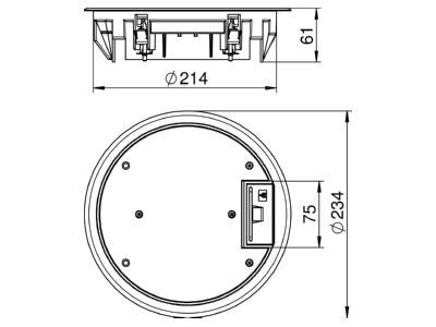 Dimensional drawing 1 OBO GESR4 U 7011 Installation box for underfloor duct
