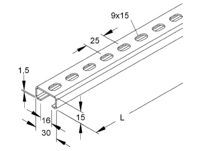 Mazeichnung Niedax 2970 2 GL Ankerschiene