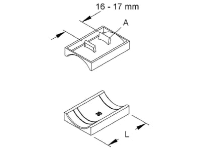 Dimensional drawing Niedax GW 12 Shell for cable clamp 12mm