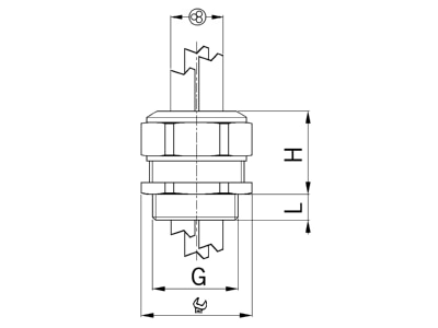 Mazeichnung Kaiser 1571 20 3 065 Kabelverschraubung GfK M20 3x 5 2 6 5