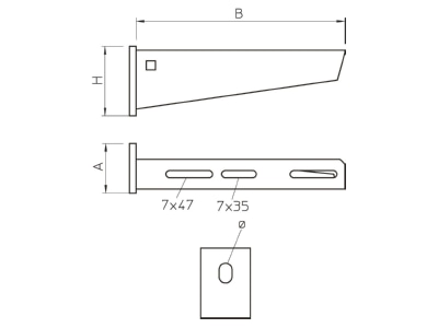 Mazeichnung 1 OBO AW 30 21 A2 Wand Stielausleger AW 30 21 VA4301