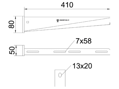Mazeichnung 2 OBO AW 30 41 A2 Wand Stielausleger AW 30 41 VA4301