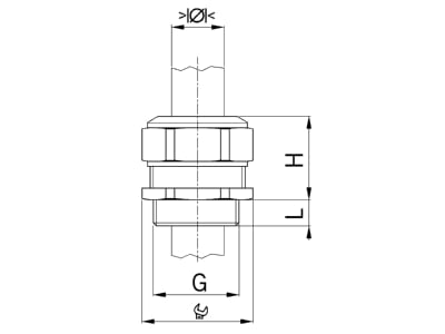 Dimensional drawing Kaiser 1540 50 Cable gland   core connector M50