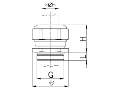 Dimensional drawing Kaiser 1060 10 040 Cable gland M10