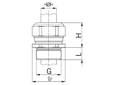 Dimensional drawing Kaiser 1100 10 040 Cable gland M10