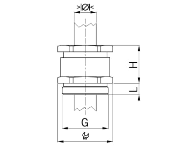 Dimensional drawing Kaiser B 221 Cable gland   core connector PG21