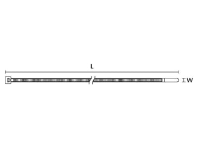 Dimensional drawing Hellermann Tyton T30R N66 NA Cable tie 3 5x150mm natural colour