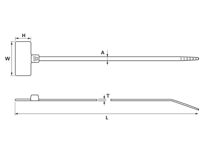 Mazeichnung 3 Hellermann Tyton IT18FL N66 NA Kennzeichnungsbinder natur