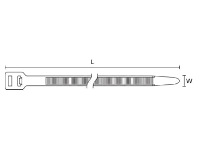 Dimensional drawing 2 Hellermann Tyton T18R N66 BK Cable tie 2 5x100mm black