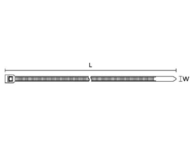 Dimensional drawing 1 Hellermann Tyton RELK2I N66 BK Cable tie 4 6x300mm black
