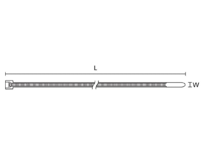 Dimensional drawing 1 Hellermann Tyton LK5 W BK Cable tie 13 2x535mm black
