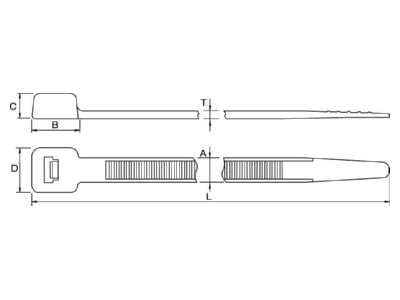 Dimensional drawing 2 Hellermann Tyton LK5 W BK Cable tie 13 2x535mm black