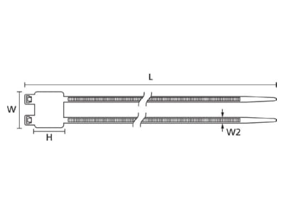 Dimensional drawing Hellermann Tyton IT50RD N66 NA L1 Cable tie 4 7x205mm natural colour