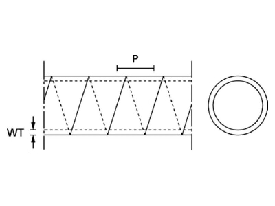 Mazeichnung 1 Hellermann Tyton SBPTFE1 5 NA PTFE Spiralschlauch