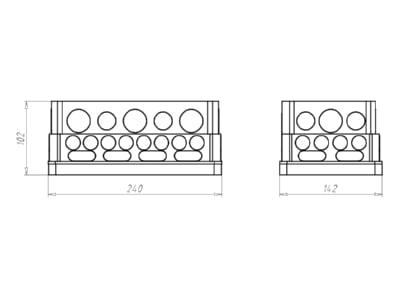 Dimensional drawing Kaiser 1092 27 Flush mounted mounted box 240x142mm