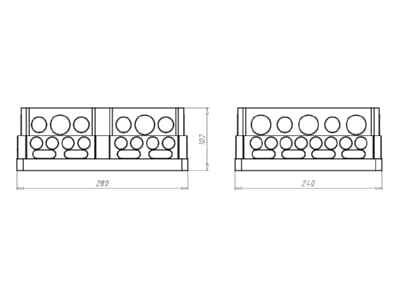 Dimensional drawing Kaiser 1092 28 Flush mounted mounted box 240x280mm